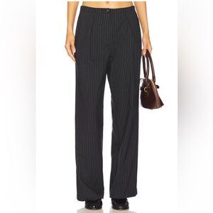 NWOT Free People Navy Stripe Wool-Blend Wide Leg Pants
